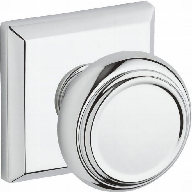 Baldwin Reserve ENTRATSR260 Entry Traditional Knob and Traditional Square Rose with 6AL Latch and Dual Strike Bright Chrome Finish - Bright Chrome - Brass