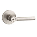 Baldwin Reserve ENTUBCRR150 Entry Tube Lever and Contemporary Round Rose with 6AL Latch and Dual Strike Satin Nickel Finish - NA - Brass