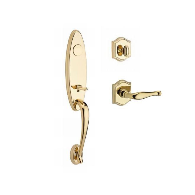 Baldwin Reserve FDCHEXDECLTAR003 Full Dummy Chesapeake Handleset Left Hand Decorative Lever and Traditional Arch Rose Lifetime Brass Finish - Left Hand - NA