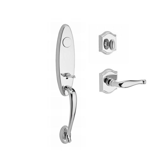 Baldwin Reserve FDCHEXDECRTAR260 Full Dummy Chesapeake Handleset Right Hand Decorative Lever and Traditional Arch Rose Bright Chrome Finish - Right Hand - NA