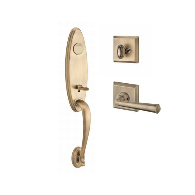 Baldwin Reserve FDCHEXFEDRTSR049 Full Dummy Chesapeake Handleset Right Hand Federal Lever and Traditional Square Rose Matte Brass and Black Finish - Right Hand - NA