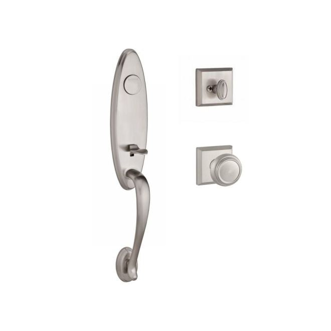 Baldwin Reserve FDCHEXTRATSR150 Full Dummy Chesapeake Handleset Traditional Knob and Traditional Square Rose Satin Nickel Finish - NA - NA