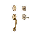 Baldwin Reserve FDCOLXCURLTAR049 Full Dummy Columbus Handleset Left Hand Curve Lever and Traditional Arch Rose Matte Brass and Black Finish - Left Hand - NA