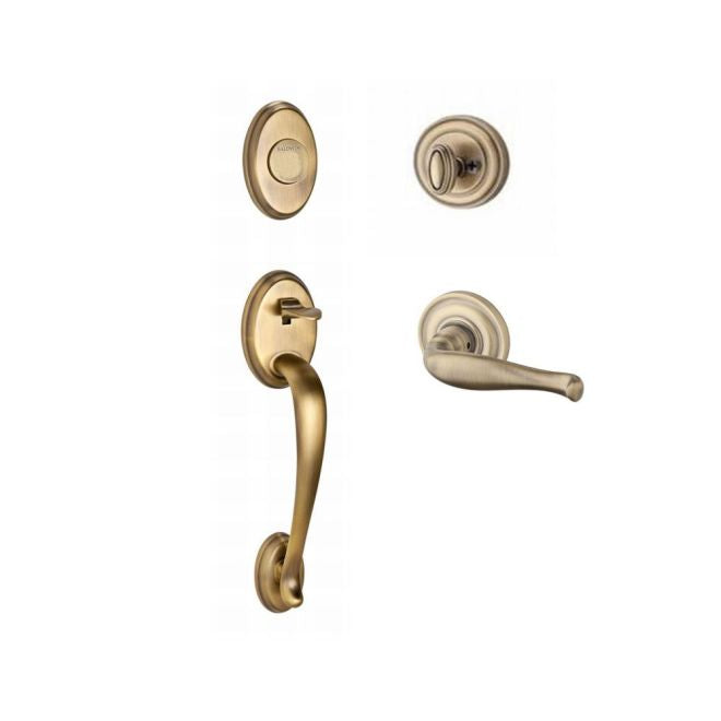 Baldwin Reserve FDCOLXDECLTRR049 Full Dummy Columbus Handleset Left Hand Decorative Lever and Traditional Round Rose Matte Brass and Black Finish - Left Hand - NA