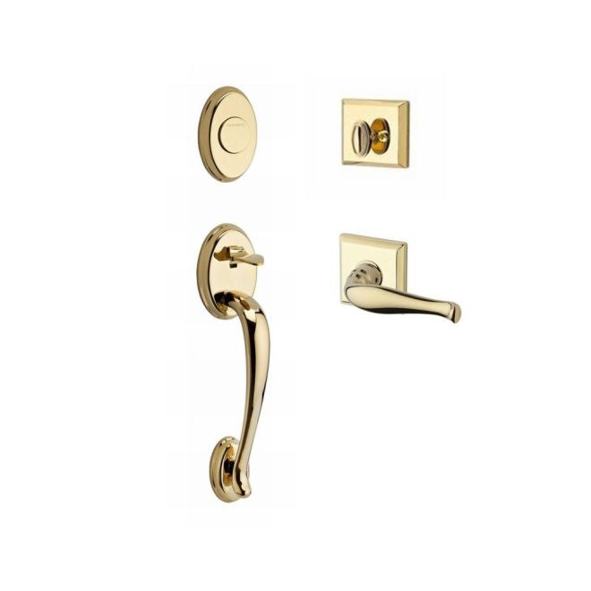 Baldwin Reserve FDCOLXDECLTSR003 Full Dummy Columbus Handleset Left Hand Decorative Lever and Traditional Square Rose Lifetime Brass Finish - Left Hand - NA