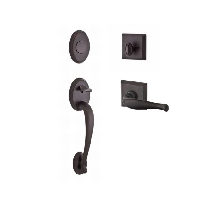 Baldwin Reserve FDCOLXDECLTSR112 Full Dummy Columbus Handleset Left Hand Decorative Lever and Traditional Square Rose Venetian Bronze Finish - Left Hand - NA