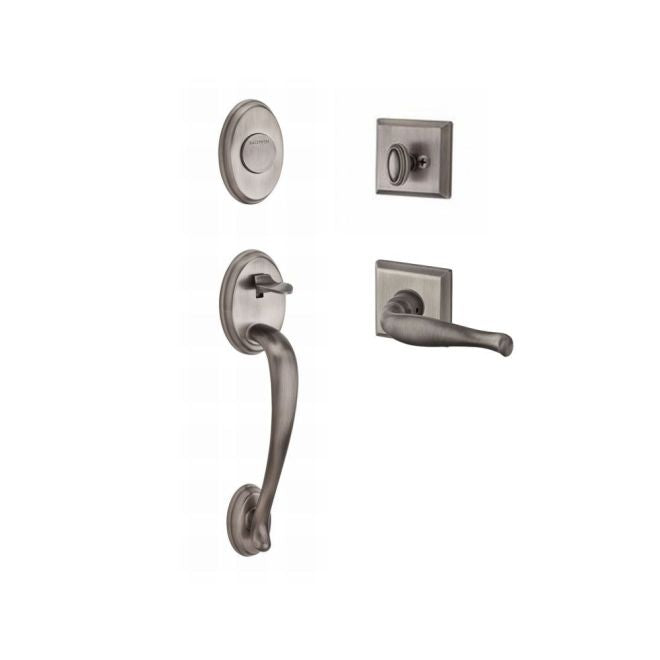 Baldwin Reserve FDCOLXDECLTSR152 Full Dummy Columbus Handleset Left Hand Decorative Lever and Traditional Square Rose Matte Antique Nickel Finish - Left Hand - NA