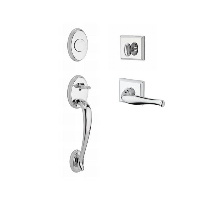 Baldwin Reserve FDCOLXDECLTSR260 Full Dummy Columbus Handleset Left Hand Decorative Lever and Traditional Square Rose Bright Chrome Finish - Left Hand - NA