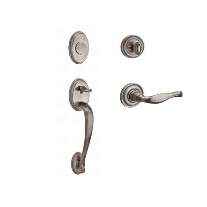 Baldwin Reserve FDCOLXDECRTRR152 Full Dummy Columbus Handleset Right Hand Decorative Lever and Traditional Round Rose Matte Antique Nickel Finish - Right Hand - NA