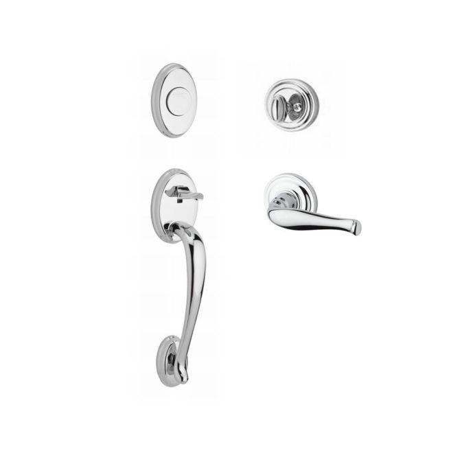 Baldwin Reserve FDCOLXDECRTRR260 Full Dummy Columbus Handleset Right Hand Decorative Lever and Traditional Round Rose Bright Chrome Finish - Right Hand - NA