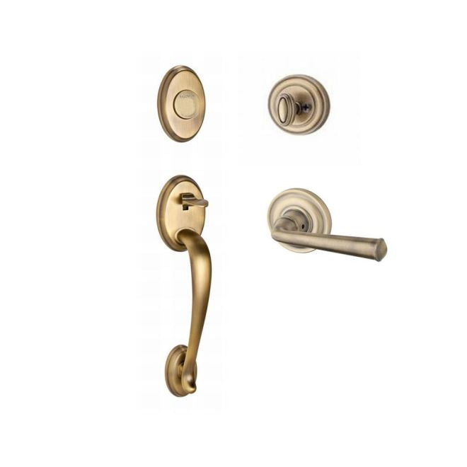 Baldwin Reserve FDCOLXFEDLTRR049 Full Dummy Columbus Handleset Left Hand Federal Lever and Traditional Round Rose Matte Brass and Black Finish - Left Hand - NA