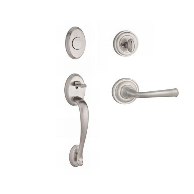 Baldwin Reserve FDCOLXFEDLTRR150 Full Dummy Columbus Handleset Left Hand Federal Lever and Traditional Round Rose Satin Nickel Finish - Left Hand - NA