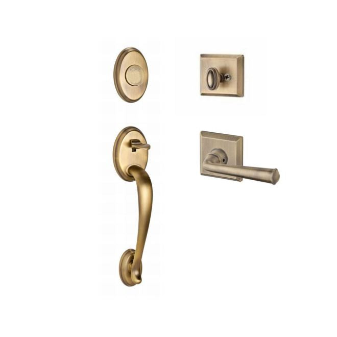 Baldwin Reserve FDCOLXFEDLTSR049 Full Dummy Columbus Handleset Left Hand Federal Lever and Traditional Square Rose Matte Brass and Black Finish - Left Hand - NA