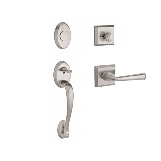 Baldwin Reserve FDCOLXFEDLTSR150 Full Dummy Columbus Handleset Left Hand Federal Lever and Traditional Square Rose Satin Nickel Finish - Left Hand - NA