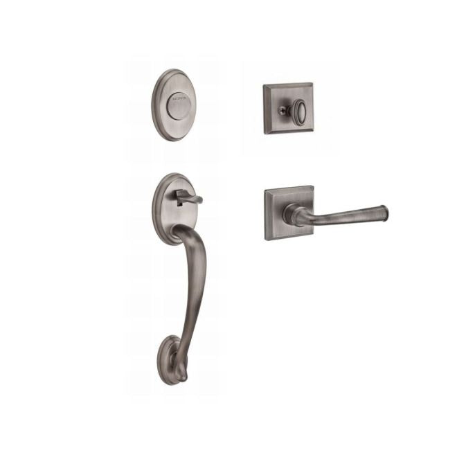 Baldwin Reserve FDCOLXFEDRTSR152 Full Dummy Columbus Handleset Right Hand Federal Lever and Traditional Square Rose Matte Antique Nickel Finish - Right Hand - NA