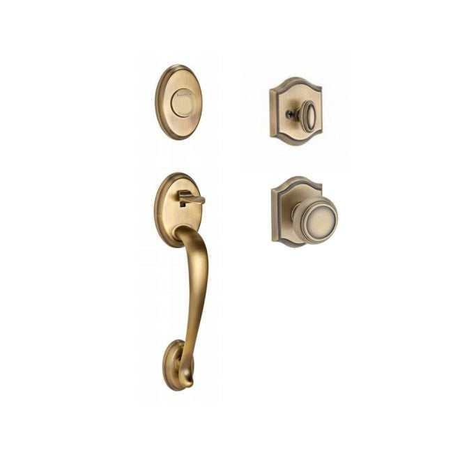 Baldwin Reserve FDCOLXTRATAR049 Full Dummy Columbus Handleset Traditional Knob and Traditional Arch Rose Matte Brass and Black Finish - NA - NA