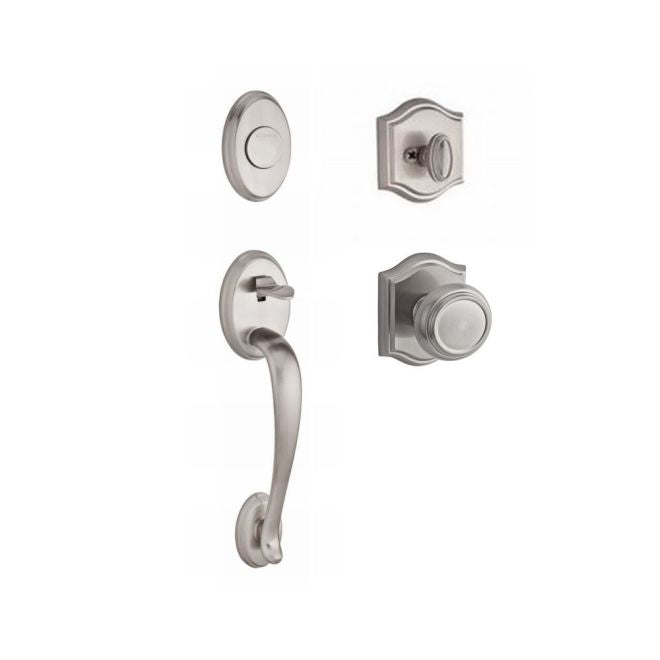 Baldwin Reserve FDCOLXTRATAR150 Full Dummy Columbus Handleset Traditional Knob and Traditional Arch Rose Satin Nickel Finish - NA - NA