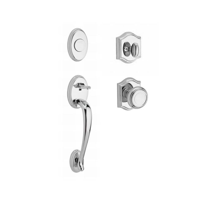 Baldwin Reserve FDCOLXTRATAR260 Full Dummy Columbus Handleset Traditional Knob and Traditional Arch Rose Bright Chrome Finish - NA - NA