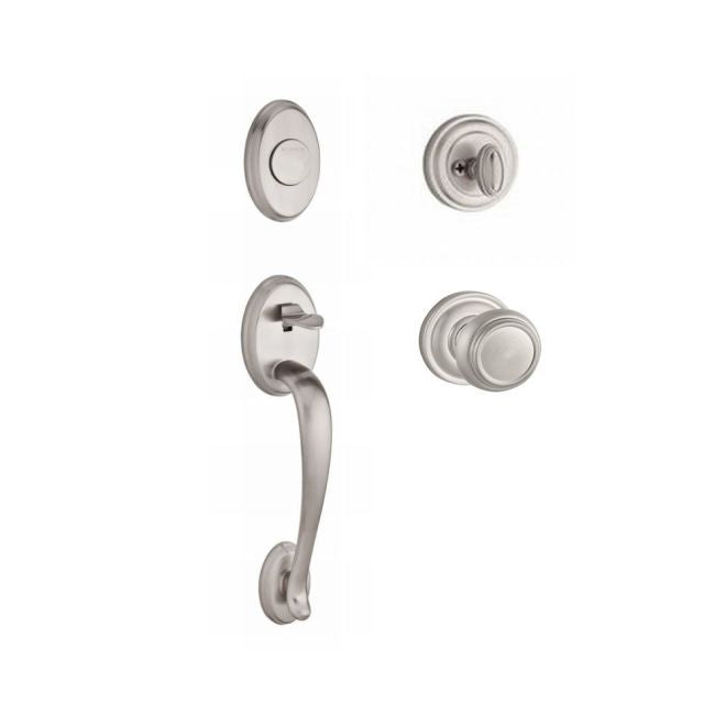 Baldwin Reserve FDCOLXTRATRR150 Full Dummy Columbus Handleset Traditional Knob and Traditional Round Rose Satin Nickel Finish - NA - NA