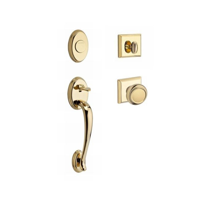 Baldwin Reserve FDCOLXTRATSR003 Full Dummy Columbus Handleset Traditional Knob and Traditional Square Rose Lifetime Brass Finish - NA - NA