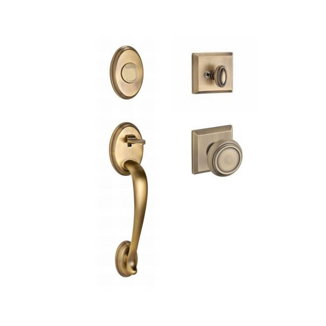 Baldwin Reserve FDCOLXTRATSR049 Full Dummy Columbus Handleset Traditional Knob and Traditional Square Rose Matte Brass and Black Finish - NA - NA