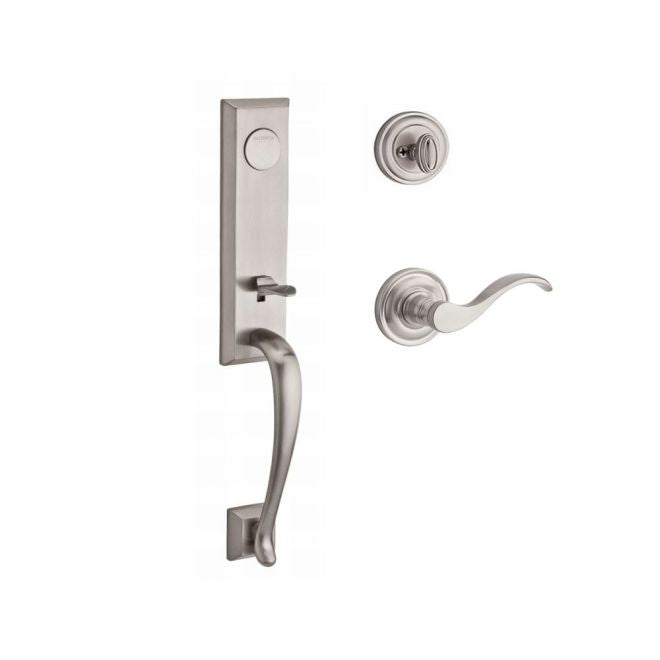 Baldwin Reserve FDDELXCURLTRR150 Full Dummy Del Mar Handleset Left Hand Curve Lever and Traditional Round Rose Satin Nickel Finish - Left Hand - NA