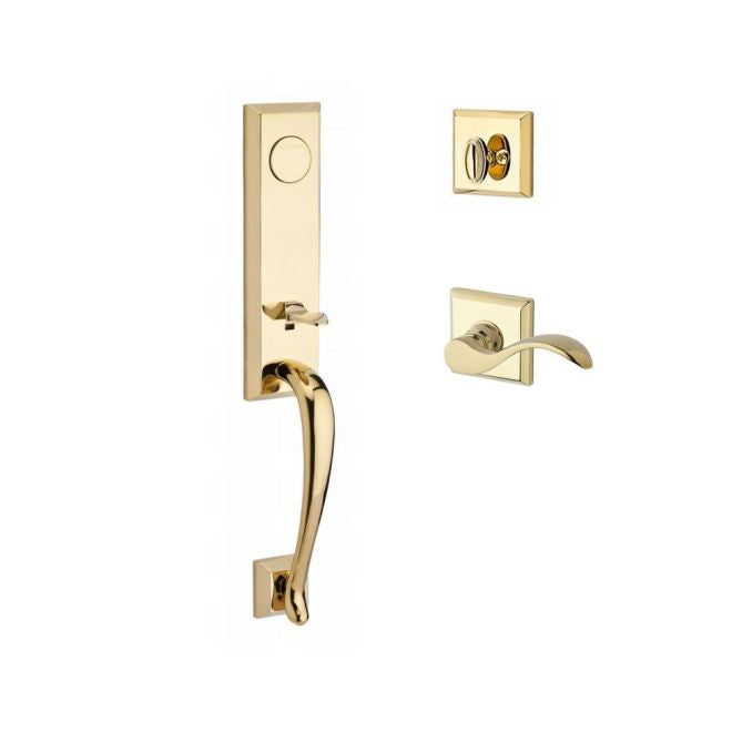 Baldwin Reserve FDDELXCURLTSR003 Full Dummy Del Mar Handleset Left Hand Curve Lever and Traditional Square Rose Lifetime Brass Finish - Left Hand - NA