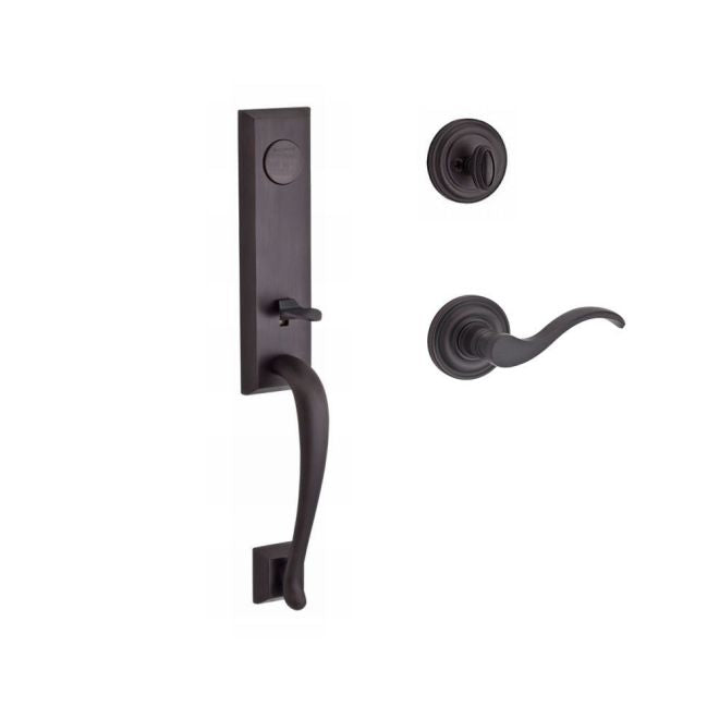 Baldwin Reserve FDDELXCURRTRR112 Full Dummy Del Mar Handleset Right Hand Curve Lever and Traditional Round Rose Venetian Bronze Finish - Right Hand - NA