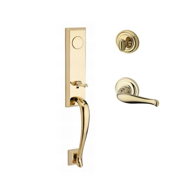 Baldwin Reserve FDDELXDECLTRR003 Full Dummy Del Mar Handleset Left Hand Decorative Lever and Traditional Round Rose Lifetime Brass Finish - Left Hand - NA