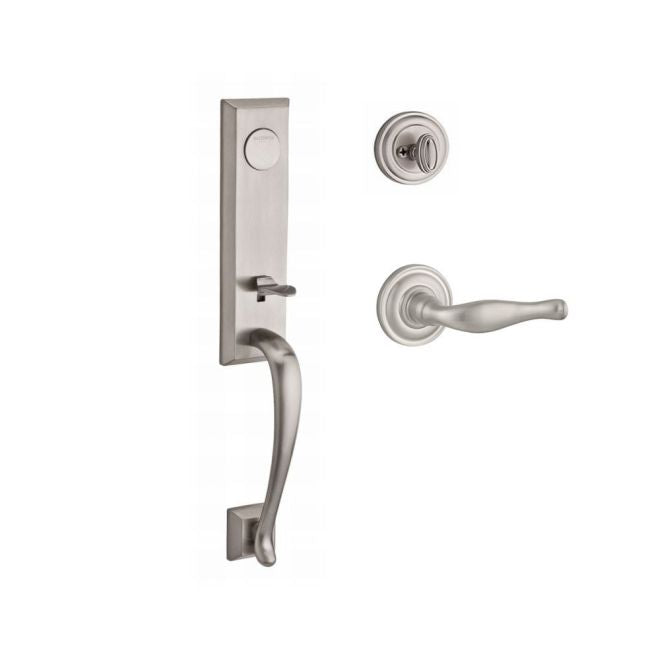 Baldwin Reserve FDDELXDECLTRR150 Full Dummy Del Mar Handleset Left Hand Decorative Lever and Traditional Round Rose Satin Nickel Finish - Left Hand - NA