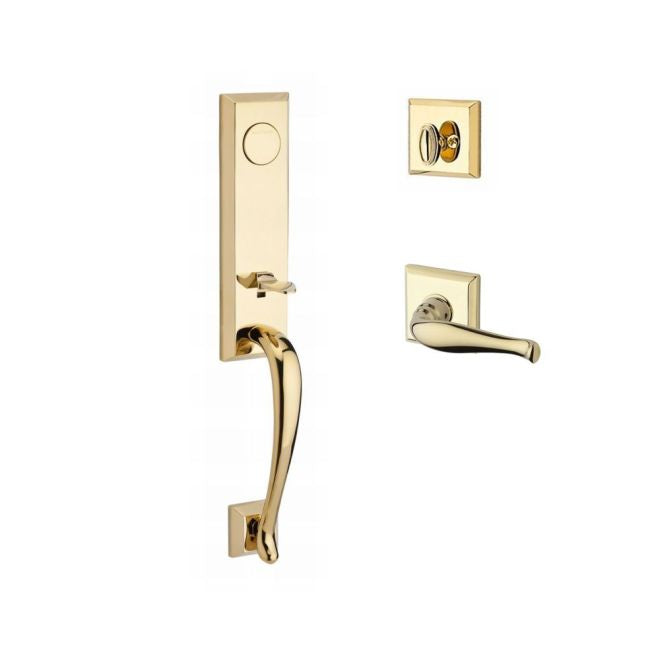 Baldwin Reserve FDDELXDECLTSR003 Full Dummy Del Mar Handleset Left Hand Decorative Lever and Traditional Square Rose Lifetime Brass Finish - Left Hand - NA