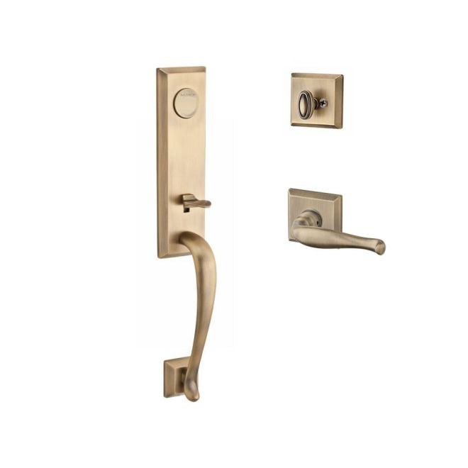 Baldwin Reserve FDDELXDECLTSR049 Full Dummy Del Mar Handleset Left Hand Decorative Lever and Traditional Square Rose Matte Brass and Black Finish - Left Hand - NA