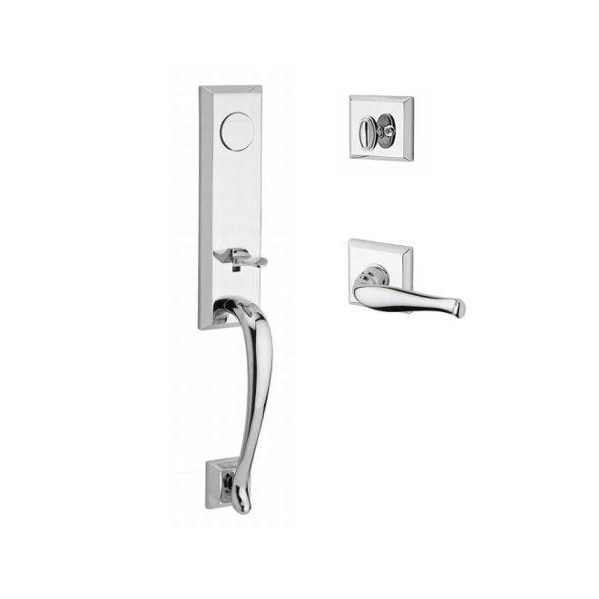 Baldwin Reserve FDDELXDECLTSR260 Full Dummy Del Mar Handleset Left Hand Decorative Lever and Traditional Square Rose Bright Chrome Finish - Left Hand - NA