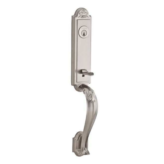 Baldwin Reserve FDELIXCURRTAR150 Full Dummy Elizabeth Handleset Right Hand Curve Lever and Traditional Arch Rose Satin Nickel Finish - Right Hand - NA