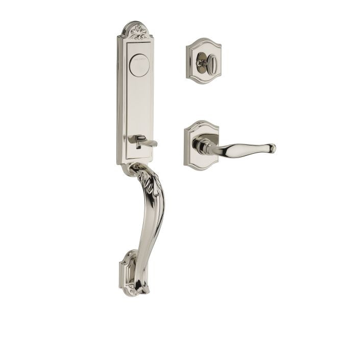 Baldwin Reserve FDELIXDECLTAR141 Full Dummy Elizabeth Handleset Left Hand Decorative Lever and Traditional Arch Rose Bright Nickel Finish - Left Hand - NA