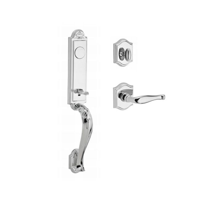 Baldwin Reserve FDELIXDECLTAR260 Full Dummy Elizabeth Handleset Left Hand Decorative Lever and Traditional Arch Rose Bright Chrome Finish - Left Hand - NA