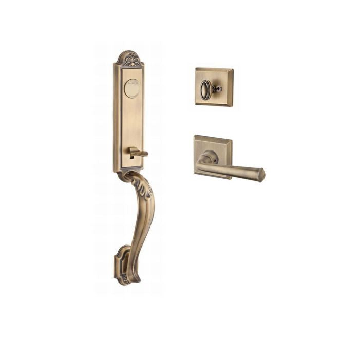 Baldwin Reserve FDELIXFEDRTSR049 Full Dummy Elizabeth Handleset Right Hand Federal Lever and Traditional Square Rose Matte Brass and Black Finish - Right Hand - NA