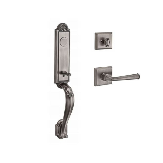 Baldwin Reserve FDELIXFEDRTSR152 Full Dummy Elizabeth Handleset Right Hand Federal Lever and Traditional Square Rose Matte Antique Nickel Finish - Right Hand - NA