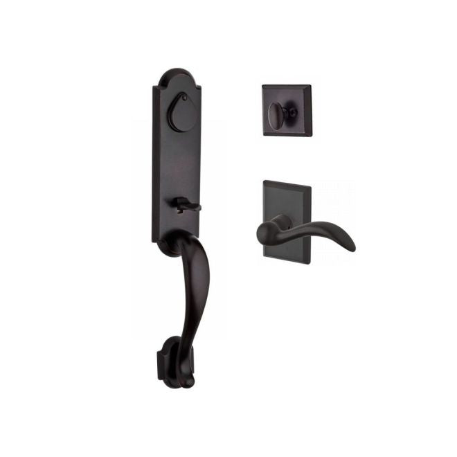 Baldwin Reserve FDKODXARCRRSR481 Full Dummy Kodiak Handleset Right Hand Arch Lever and Rustic Square Rose Dark Bronze Finish - Right Hand - NA