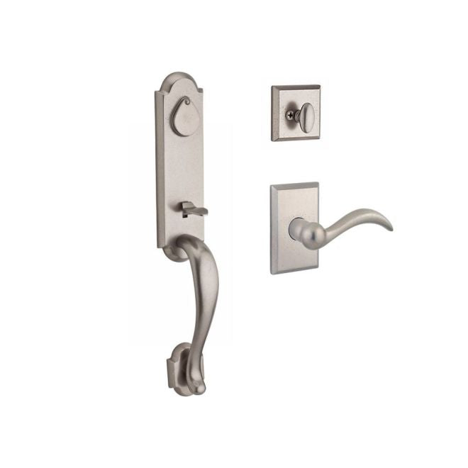 Baldwin Reserve FDKODXARCRRSR492 Full Dummy Kodiak Handleset Right Hand Arch Lever and Rustic Square Rose White Bronze Finish - Right Hand - NA