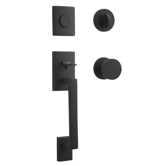 Baldwin Reserve FDLAJXCONCRR190 Full Dummy La Jolla Handleset Contemporary Knob and Contemporary Round Rose Satin Black Finish - NA - NA