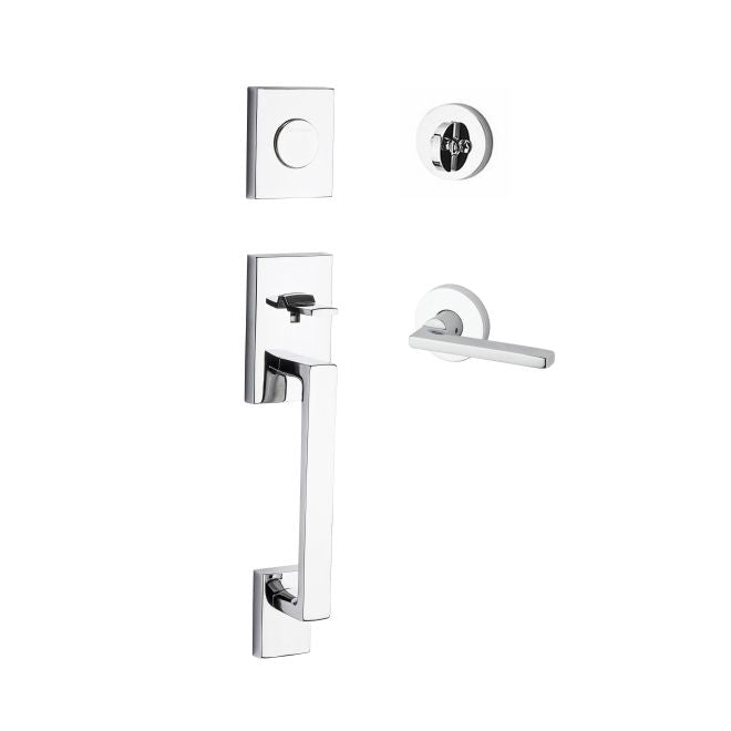 Baldwin Reserve FDLAJXSQUCRR260 Full Dummy La Jolla Handleset Square Lever and Contemporary Round Rose Bright Chrome Finish - NA - NA