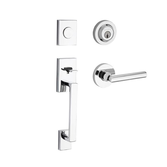 Baldwin Reserve FDLAJXTUBCRR260 Full Dummy La Jolla Handleset Tube Lever and Contemporary Round Rose Bright Chrome Finish - NA - NA