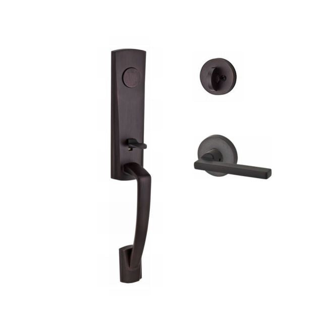 Baldwin Reserve FDMIAXSQURCRR112 Full Dummy Miami Handleset Right Hand Square Lever and Contemporary Round Rose Venetian Bronze Finish - Right Hand - NA