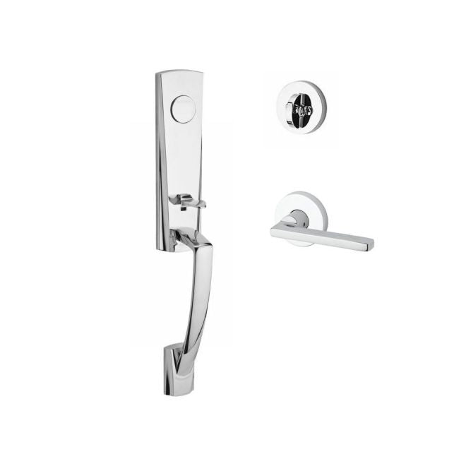 Baldwin Reserve FDMIAXSQURCRR260 Full Dummy Miami Handleset Right Hand Square Lever and Contemporary Round Rose Bright Chrome Finish - Right Hand - NA