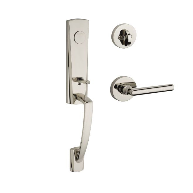 Baldwin Reserve FDMIAXTUBLCRR141 Full Dummy Miami Handleset Left Hand Tube Lever and Contemporary Round Rose Bright Nickel Finish - Left Hand - NA