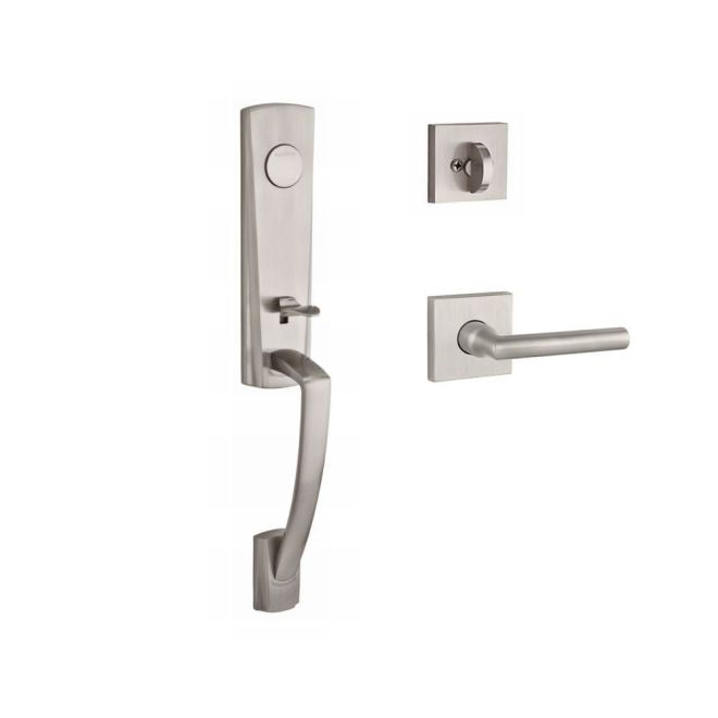 Baldwin Reserve FDMIAXTUBLCSR150 Full Dummy Miami Handleset Left Hand Tube Lever and Contemporary Square Rose Satin Nickel Finish - Left Hand - NA