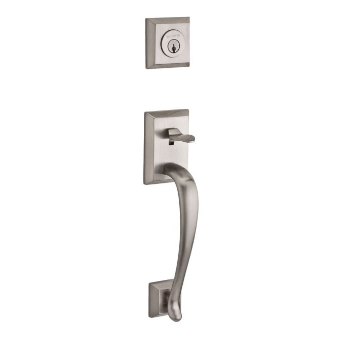 Baldwin Reserve FDNAPXCURLTAR150 Full Dummy Napa Handleset Left Hand Curve Lever and Traditional Arch Rose Satin Nickel Finish - Left Hand - NA