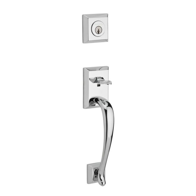 Baldwin Reserve FDNAPXCURRTAR260 Full Dummy Napa Handleset Right Hand Curve Lever and Traditional Arch Rose Bright Chrome Finish - Right Hand - NA