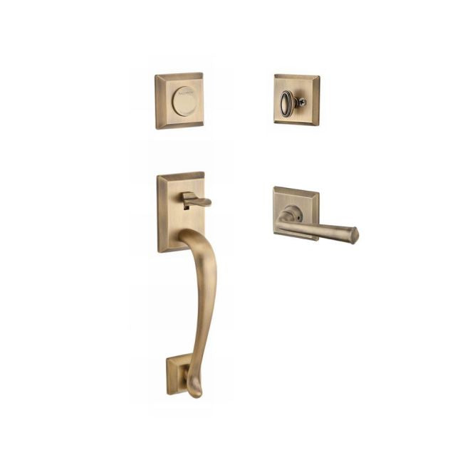 Baldwin Reserve FDNAPXFEDLTSR049 Full Dummy Napa Handleset Left Hand Federal Lever and Traditional Square Rose Matte Brass and Black Finish - Left Hand - NA